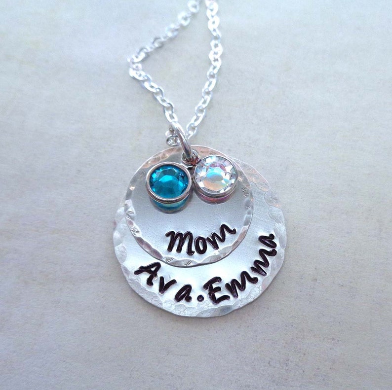 Sterling Silver Personalized Mom Necklace / Mother's Day Jewelry / Custom Names Crystal Birthstones / Gift for Mom image 4