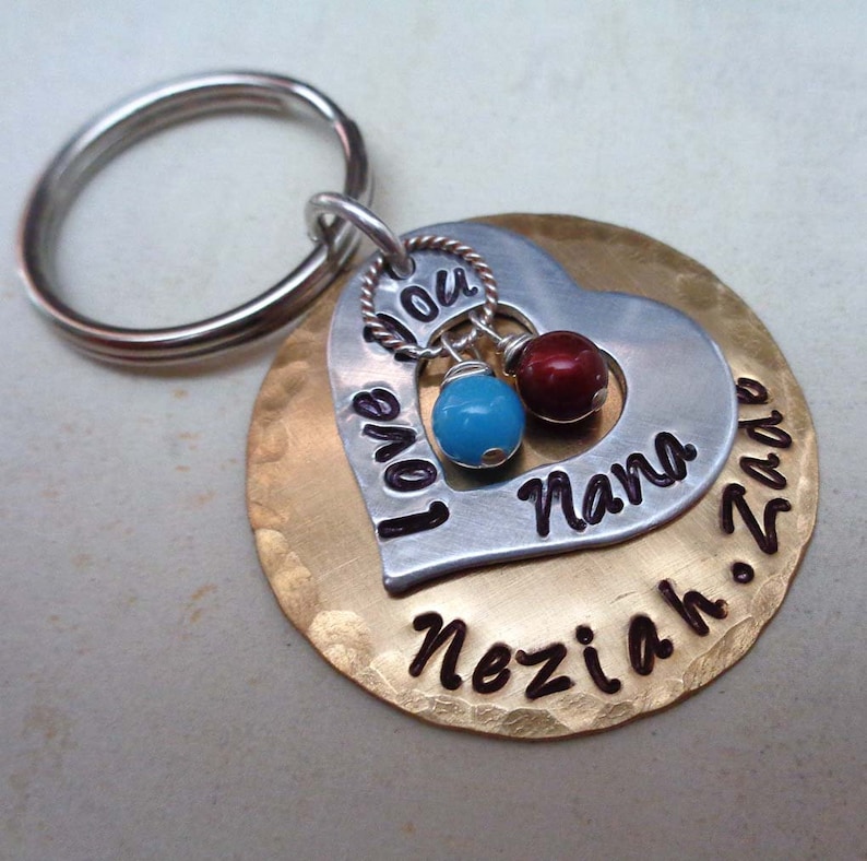 Love You Grandma Keychain Gift for Nana Personalized Names Etsy