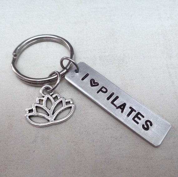 I love Pilates Keychain - Pilates Gift - Pilates Keychain with Lotus Flower - Workout Gift