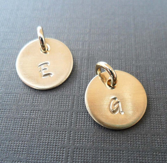 Gold Initial Charm - Personalized Gold Initial -Gold Fill Add-on Initial Charm- Hand-Stamped Custom Letter