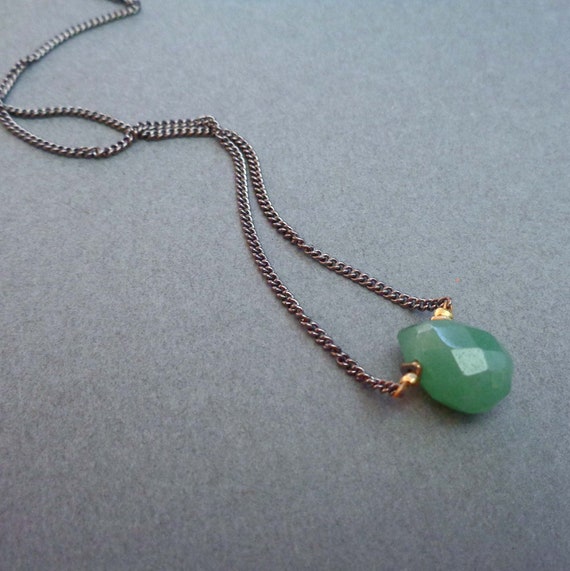 Aventurine Necklace / Prosperity Necklace / Minimalist Green Jewelry / Heart Chakra Stone