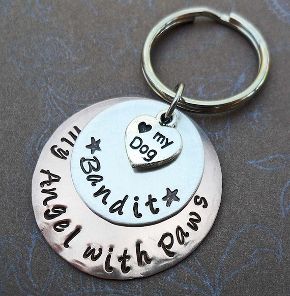 Dog Angel Keychain - My Angel with Paws - Pet Memorial Gift - Love my dog