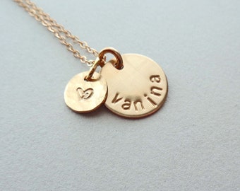 New Mom Necklace / Gold Mom Jewelry Custom Name / Personalized Gold Fill Name Necklace / Hand stamped Gift