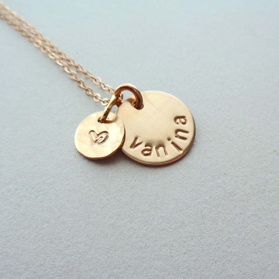 New Mom Necklace / Gold Mom Jewelry Custom Name / Personalized Gold Fill Name Necklace / Hand stamped Gift