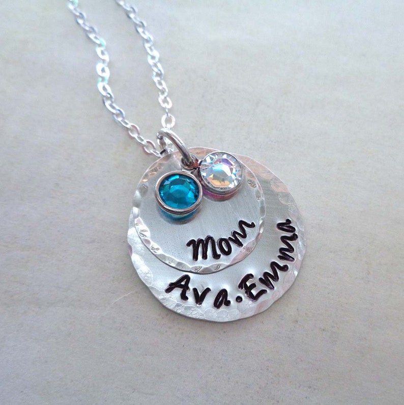 Sterling Silver Personalized Mom Necklace / Mother's Day Jewelry / Custom Names Crystal Birthstones / Gift for Mom image 3