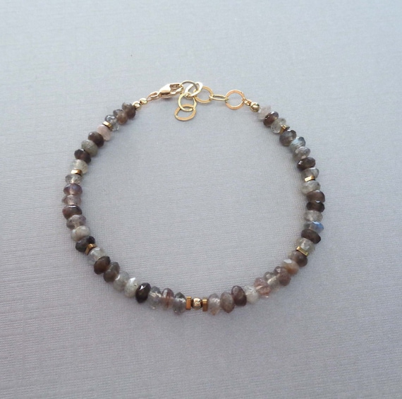 Gold-Fill Labradorite Bracelet / Dainty Crystal Bracelet / Transformation Crystal / Genuine Labradorite Jewelry