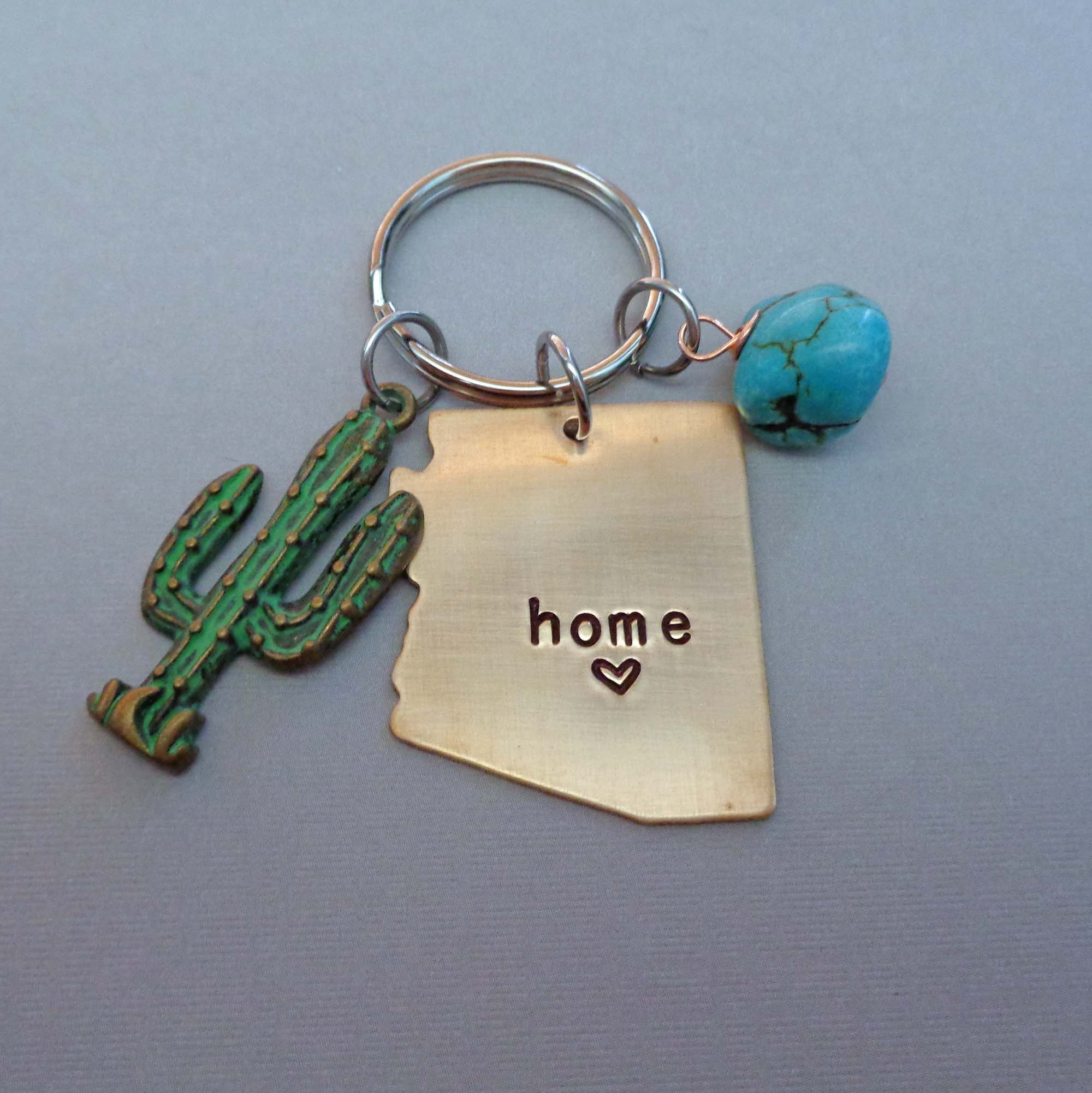 Arizona Keychain Saguaro Arizona is Home Love Arizona Gift State