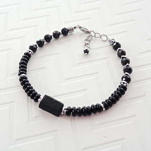 Empath Protection Bracelet / Black Tourmaline Black Onyx Jewelry / Minimalist Protection Bracelet