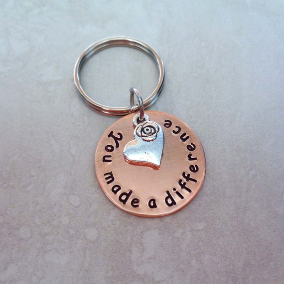 You Made a Difference Keychain - Thank you Gift - Teacher Appreciation Gift - Graduation Keychain