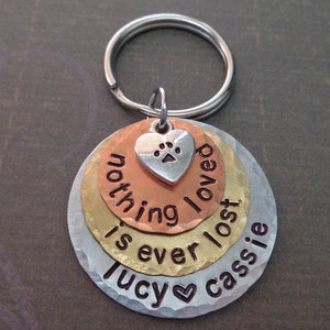 Custom Pet Memorial Keychain Nothing Loved is Ever Lost - Personalized Dog Cat memorial - Custom Pet Names Keychain