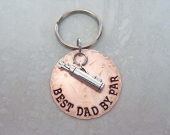 Best Dad By Par Golf Keychain - Father's Day Gift - Golfing Dad Keychain - I love Golf - Golf Gift for Dad Papa