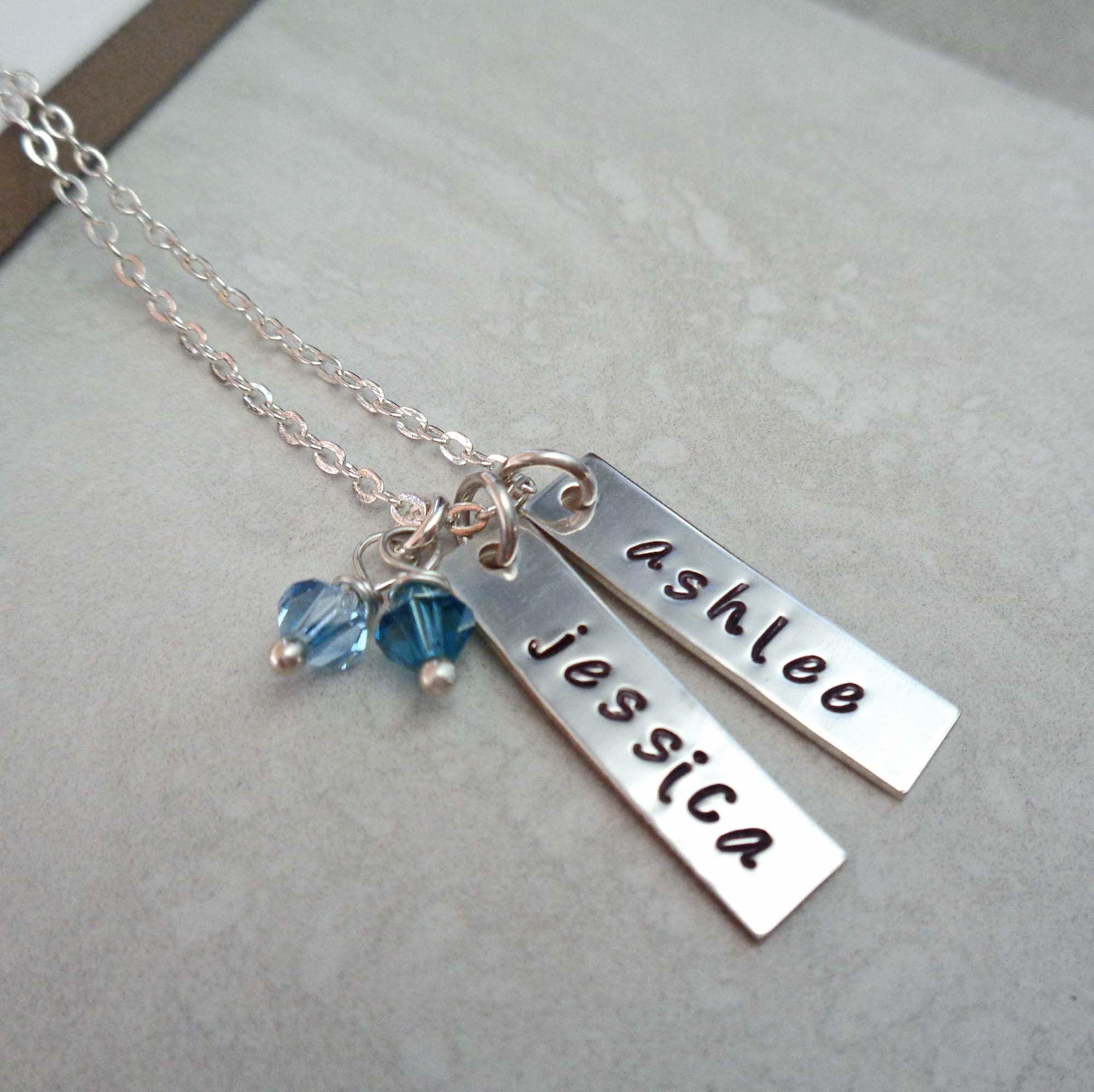 Disc and Bar Birthstone Personalised Necklace | Bloom Boutique