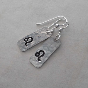 Zodiac Earrings /Sterling Silver Your Sign Bar Earrings / Horoscope Sagittarius Libra Aries Leo / Silver Bar Earring image 2