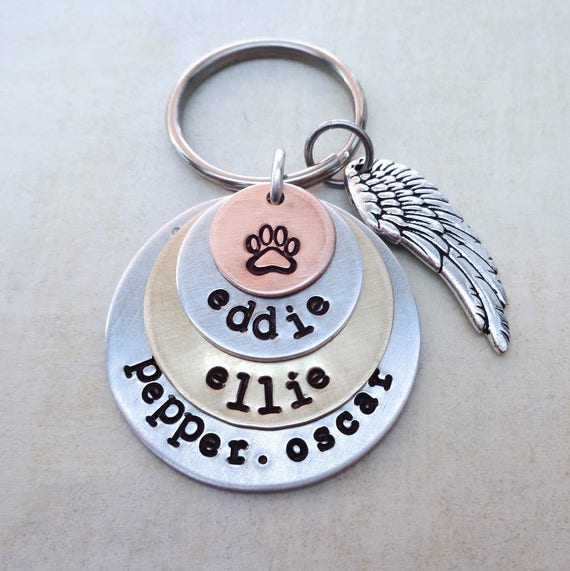 Pet Keychain Custom Names - Dog Cat Love Personalized Pet Names - Pet Memorial Stacked Keychain - Love My Fur Babies - Personalized Pet