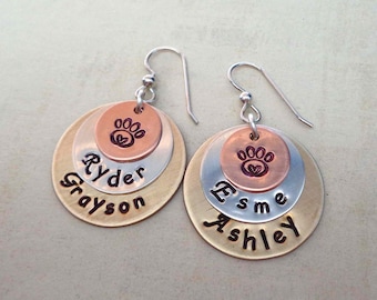 Pet Names Earrings / Personalized Pet Earrings / Fur Babies Gift / Pet Lover Earring Gift / Fur Babies Earrings