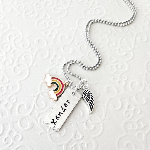 Rainbow Bridge Pet Necklace: Personalized Dog Name Cat Loss Gift