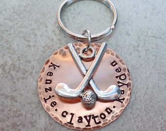 Golf Keychain - Father's Day Gift - Golfing Dad Keychain - Custom Name Gift - Sport Keychain - I love Golf - Unisex Golf Gift