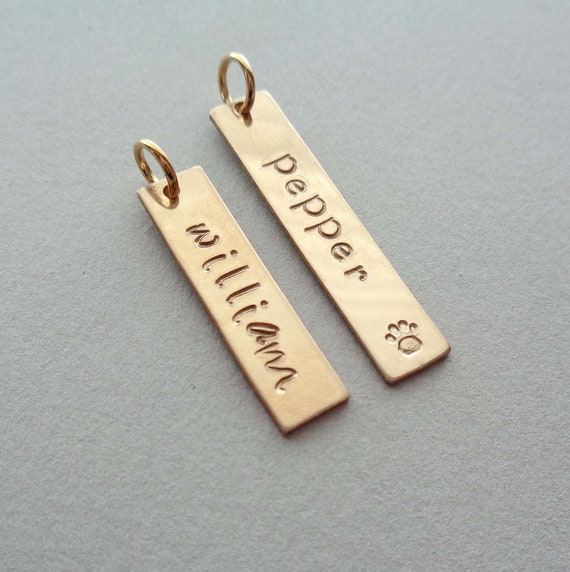 Add on Gold Fill Bar - Personalized Gold Name Bar - Custom Name Date pendant - Hand stamped Gift