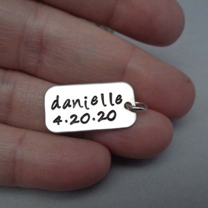 Personalized Sterling Silver Tag / Add on Sterling Silver Bar / Personalized Name Date Numbers image 3