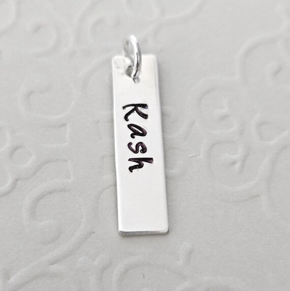 Personalized Sterling Silver Name Bar - Custom Name Rectangular Pendant