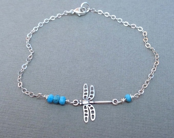 Sterling Silver Dragonfly Bracelet: Gemstone Birthstone Jewelry