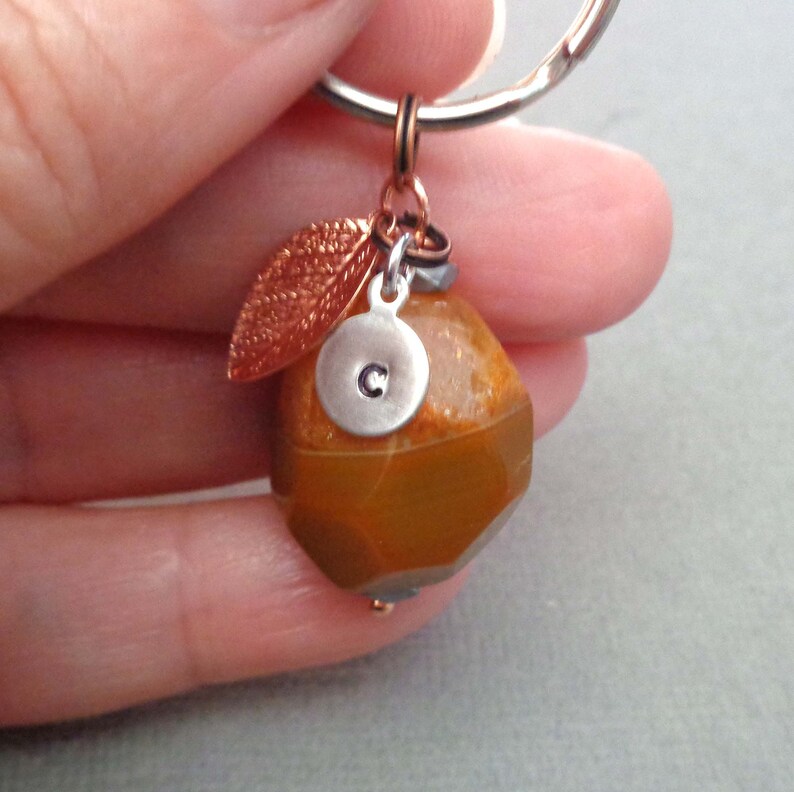Personalized Fire Agate Keychain / Large Faceted Agate Nugget ...