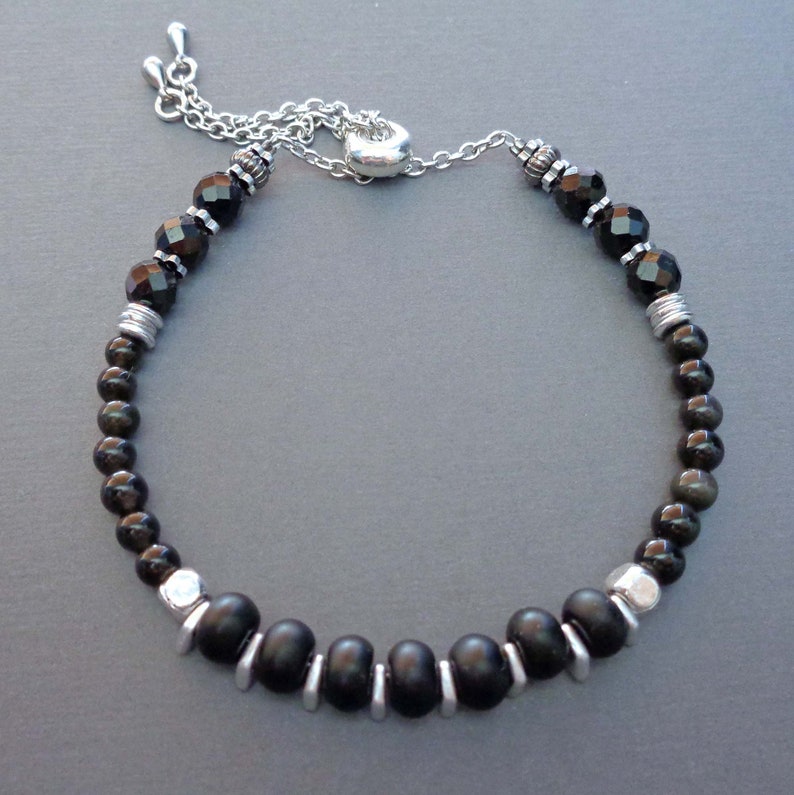 Protection Bracelet / Black Onyx Obsidian Tourmaline / Etsy
