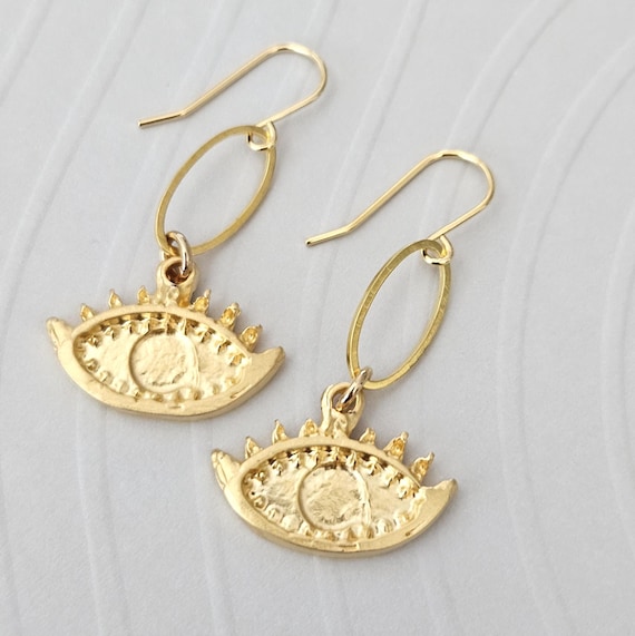 Gold Evil Eye Earrings - Simple Everyday Protection Drops