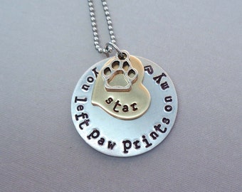 You left paw prints on my heart Pet Memorial Necklace - Personalized Dog Cat Memorial - Pet Loss Jewelry - Remembrance Gift