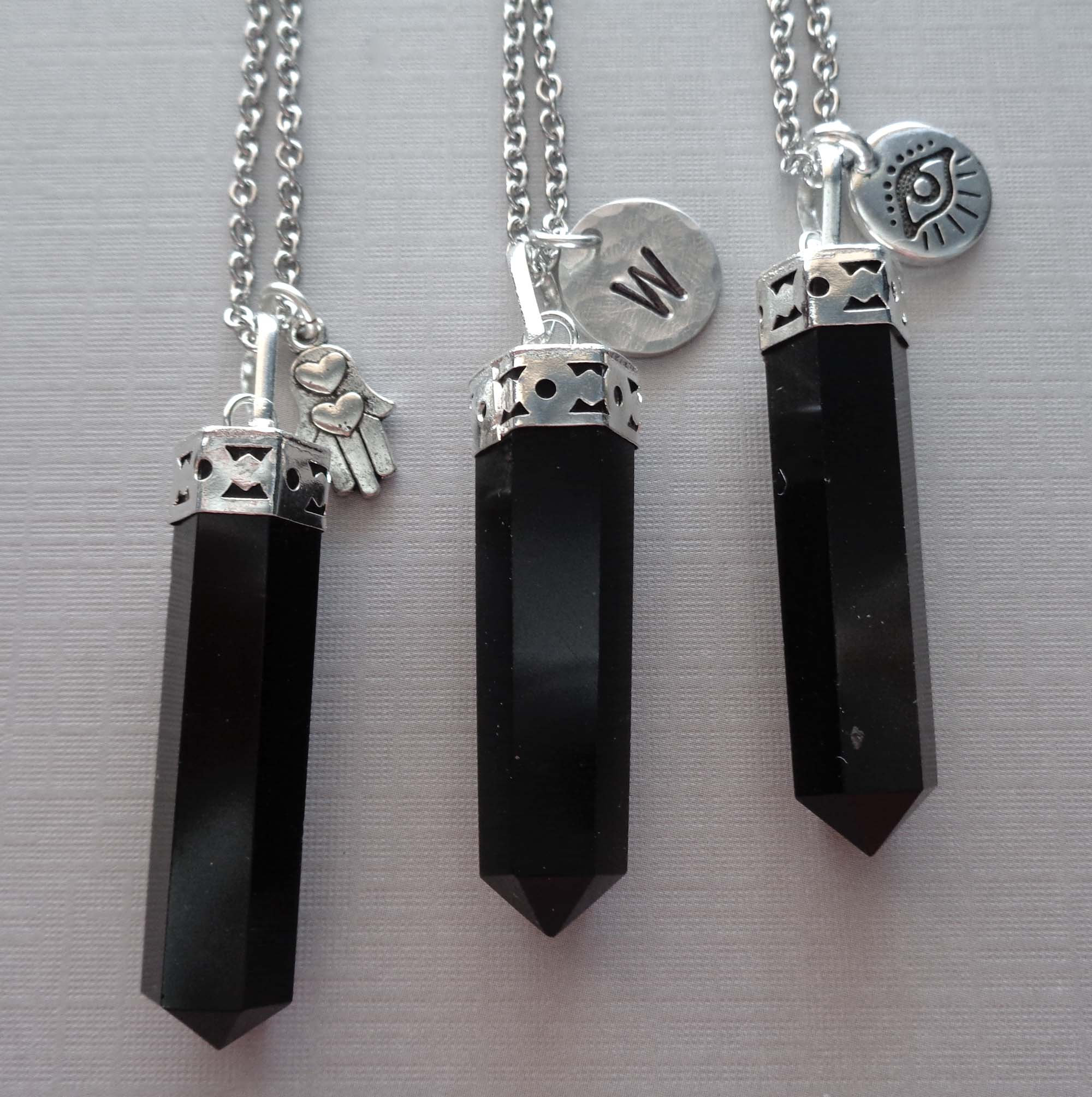 Black protection stone necklace deals