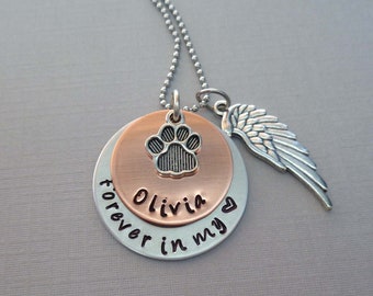 Personalized Pet Memorial Necklace / Forever in My Heart Pet Loss Gift / Dog Remembrance / Cat Loss Gift