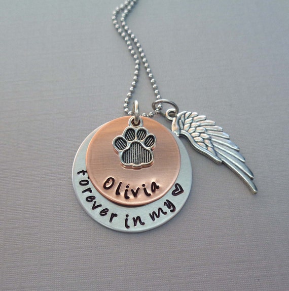 Personalized Pet Memorial Necklace / Forever in My Heart Pet Loss Gift / Dog Remembrance / Cat Loss Gift