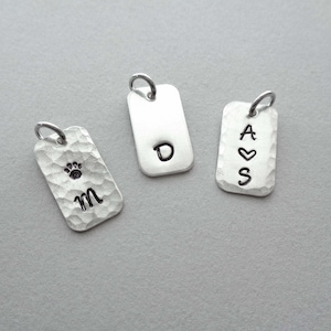 Personalized Tiny Sterling Silver Tag / Add on Small Sterling Silver Tag / Personalized Name Date Numbers