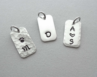 Personalized Tiny Sterling Silver Tag / Add on Small Sterling Silver Tag / Personalized Name Date Numbers