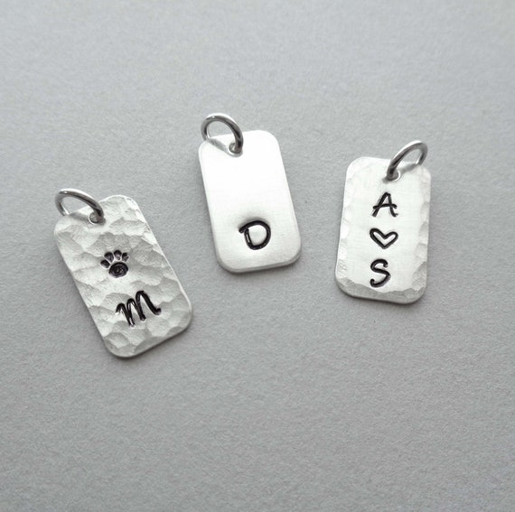 Personalized Tiny Sterling Silver Tag / Add on Small Sterling Silver Tag / Personalized Name Date Numbers