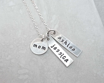 Mom Bar Necklace / Custom Kids Names / Silver Bar Necklace / Mothers Day Gift / Personalized Names Necklace