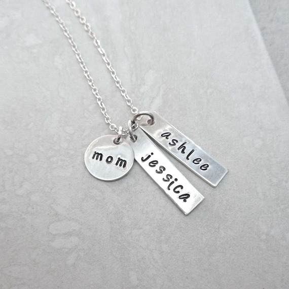 Mom Bar Necklace / Custom Kids Names / Silver Bar Necklace / Mothers Day Gift / Personalized Names Necklace