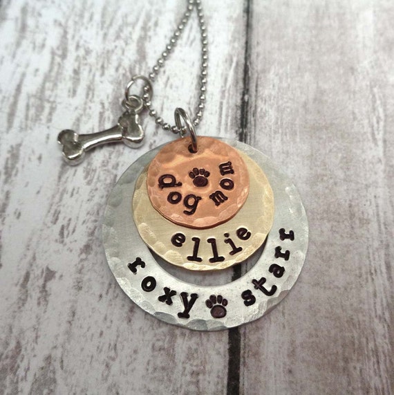 Dog Mom Necklace - Fur Mama Gift -  Personalized Pet Names - Dog Mama Gift - Pet Lover Necklace My Fur babies