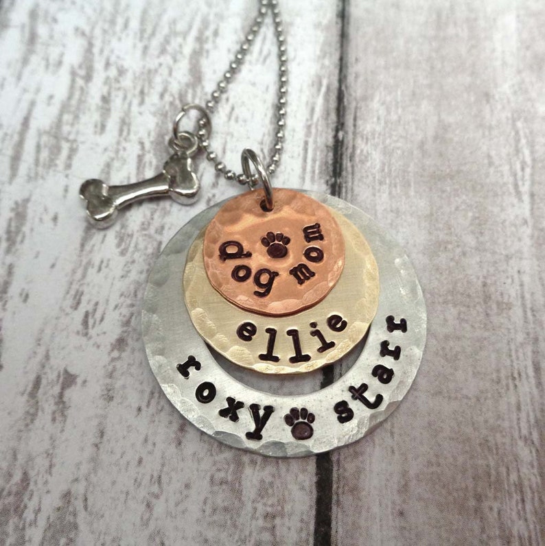 Dog Mom Necklace Fur Mama Gift Personalized Pet Names Dog Mama Gift Pet Lover Necklace My Fur babies image 1