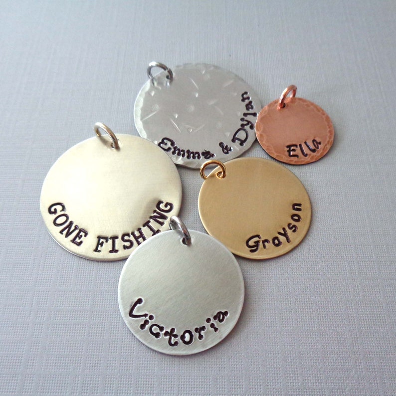 Add-on Disc Copper Aluminum Nickel Brass Disc Personalized Disc Hand-stamped Disc image 1