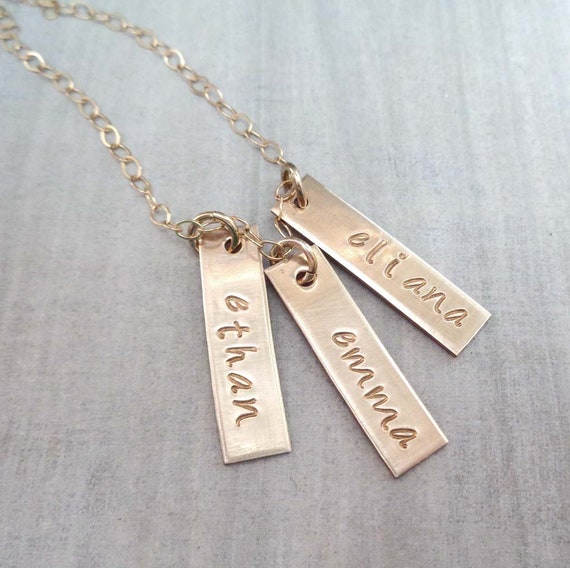 Personalized Gold Bar Necklace / Mother 