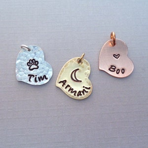 Add-on Personalized Heart / Personalized Heart Charm / Custom Name Design Stamps / Brass Copper Aluminum