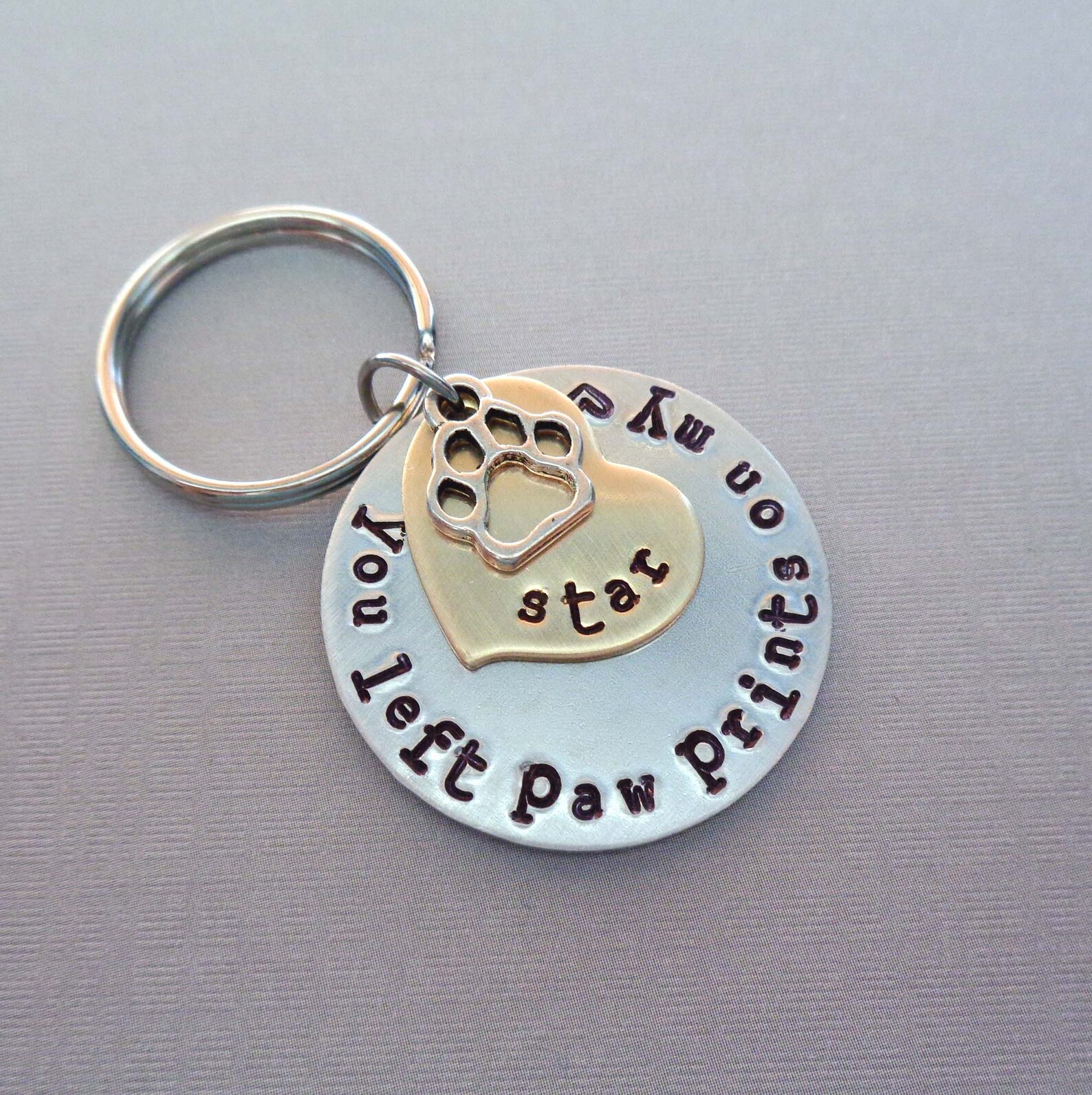 Personalized Pet Memorial Keychain Paw Prints on My Heart Etsy