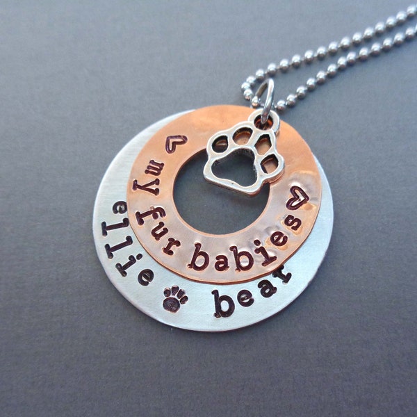 Pet Love Necklace - Love My Fur Babies - Dog Lover Gift - Personalized Cat Names - Pet Lover Gift