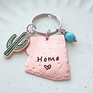 Arizona Keychain - Arizona is Home Gift - Arizona Cactus Key Ring - Love my Arizona Home