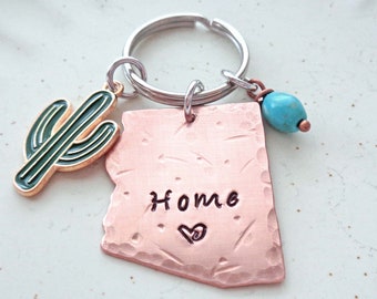 Arizona Keychain - Arizona is Home Gift - Arizona Cactus Key Ring - Love my Arizona Home