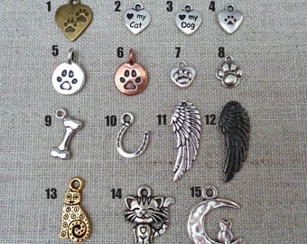 Add-on Pet Charm - Paw Charm - Cat Charm - Angel Wing - Love my Cat - Dog Bone Add ons