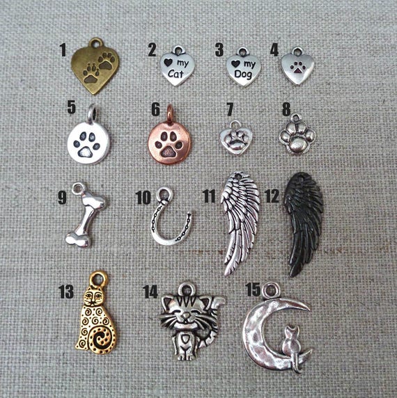 Add-on Pet Charm - Paw Charm - Cat Charm - Angel Wing - Love my Cat - Dog Bone Add ons