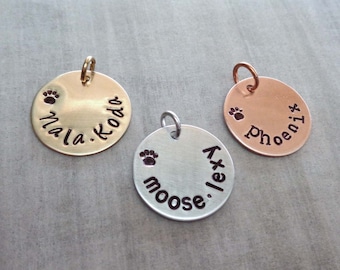 Add on Pet Name Charm - Personalized Cat Name - Custom Dog Name - Silver Brass Copper