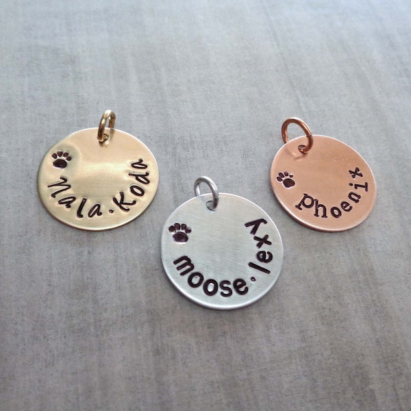 Add on Pet Name Charm - Personalized Cat Name - Custom Dog Name - Silver Brass Copper